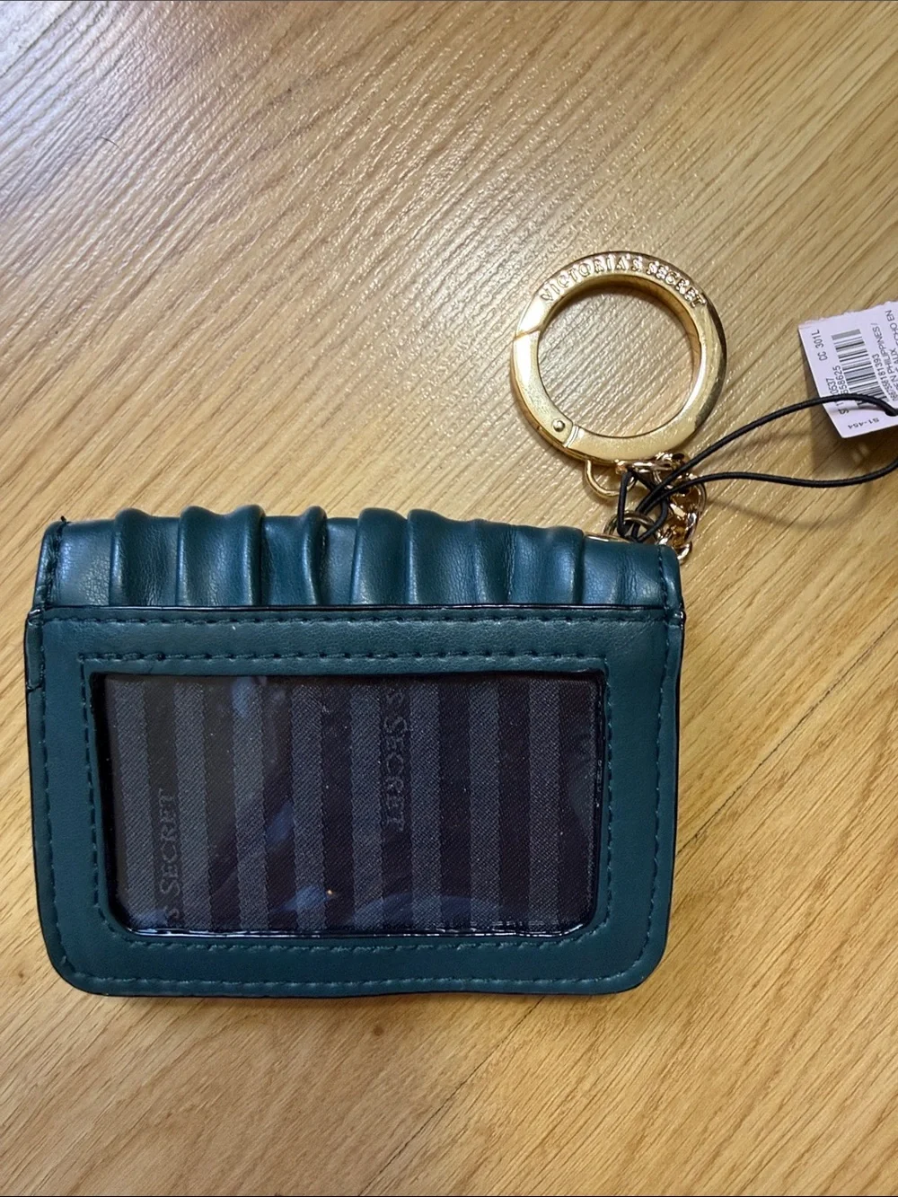 NWT Victoria's Secret Teal Quilted Card Holder Key Ring